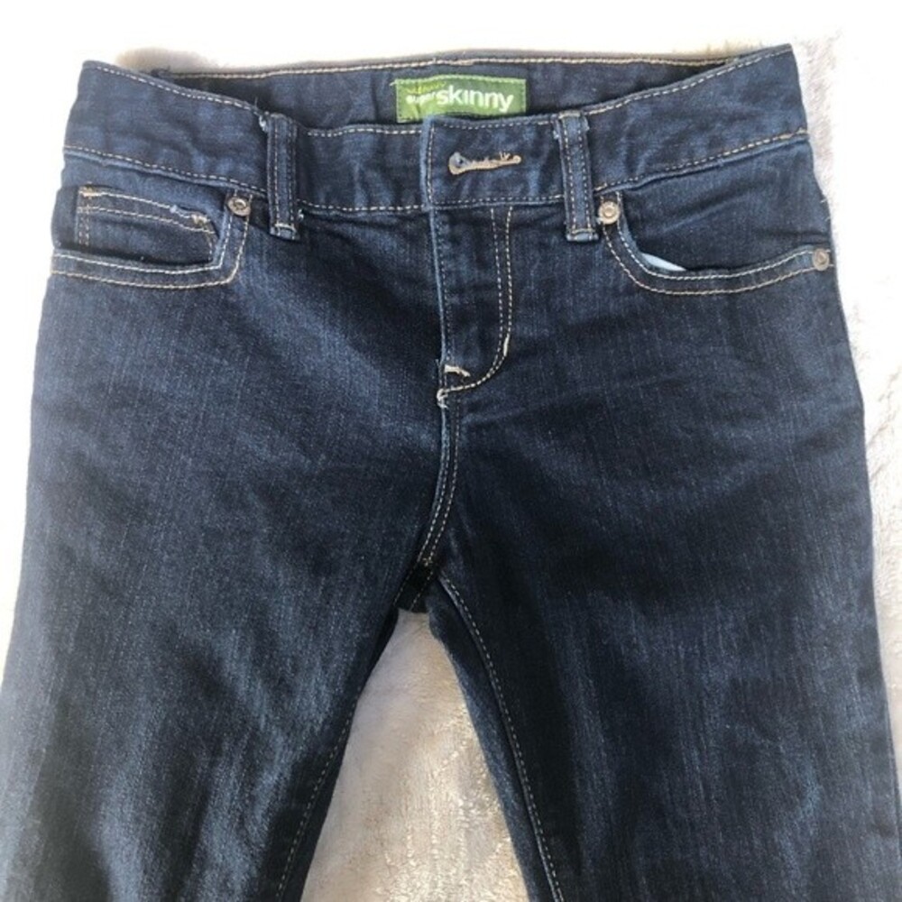 Old Navy Girl's Super Skinny Adjustable Waist Dark Wash Denim Jeans 12 Slim